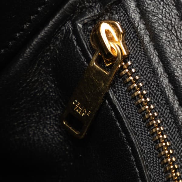 Pre-owned Celine Small C Striped Leather Bag Black