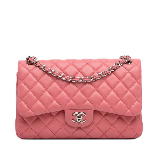 Pre-owned Chanel Jumbo Classic Lambskin Double Flap Pink