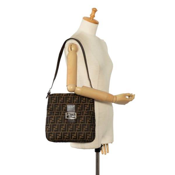 Pre-owned Fendi Zucca Canvas Mamma Forever Brown