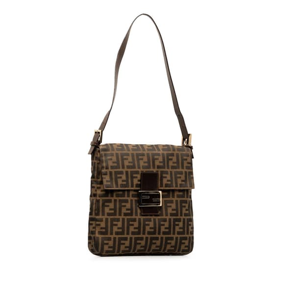 Pre-owned Fendi Zucca Canvas Mamma Forever Brown