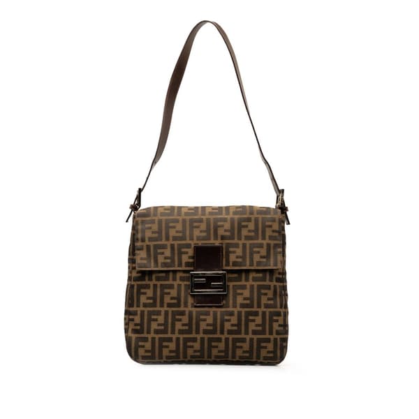 Pre-owned Fendi Zucca Canvas Mamma Forever Brown