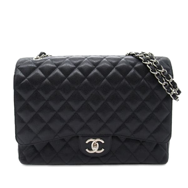 Pre-owned Chanel Maxi Classic Caviar Double Flap Black