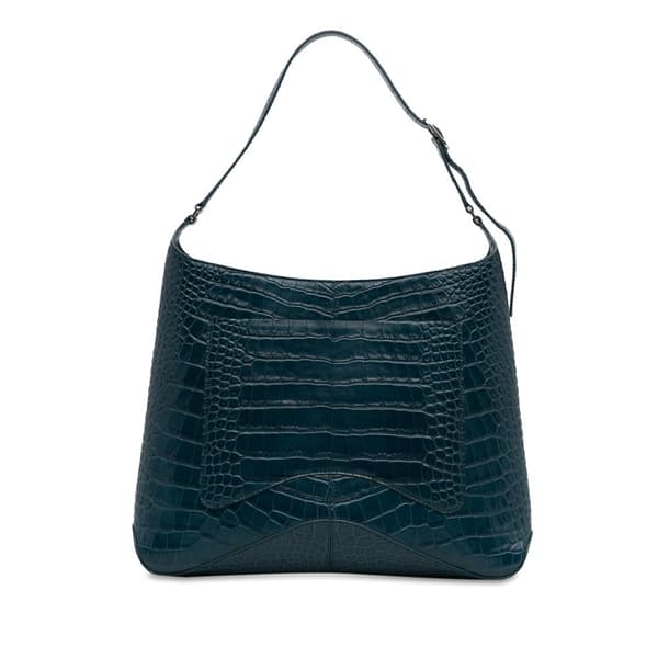Pre-owned Balenciaga Crocodile Embossed Shoulder Bag Blue