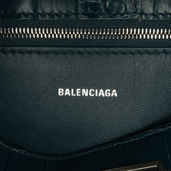 Pre-owned Balenciaga Crocodile Embossed Shoulder Bag Blue