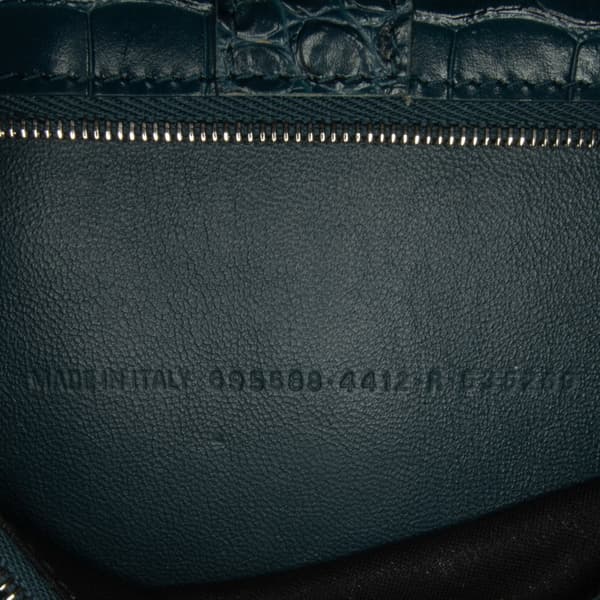 Pre-owned Balenciaga Crocodile Embossed Shoulder Bag Blue