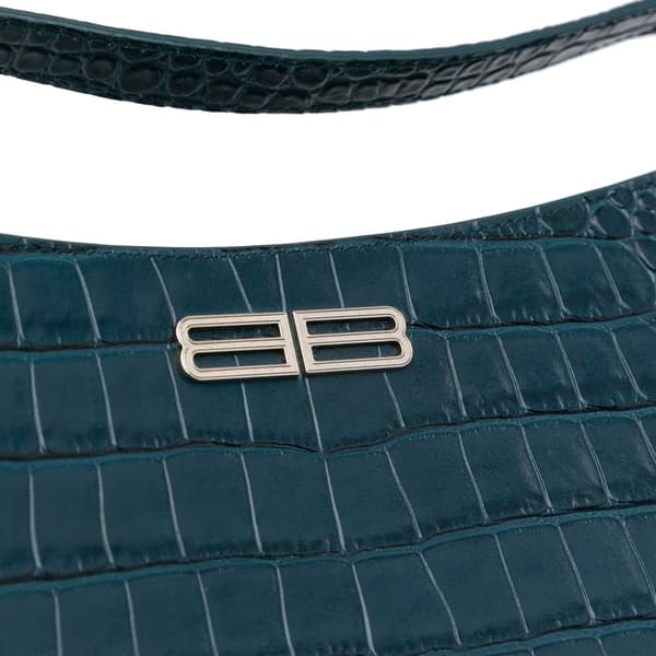 Pre-owned Balenciaga Crocodile Embossed Shoulder Bag Blue