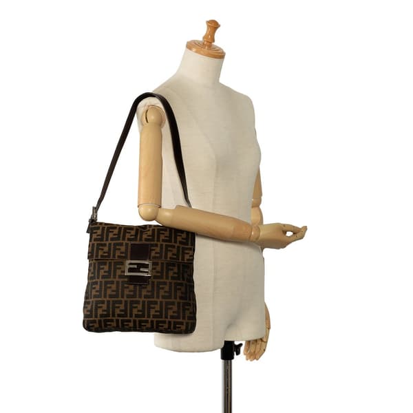 Pre-owned Fendi Zucca Canvas Shoulder Bag Brown