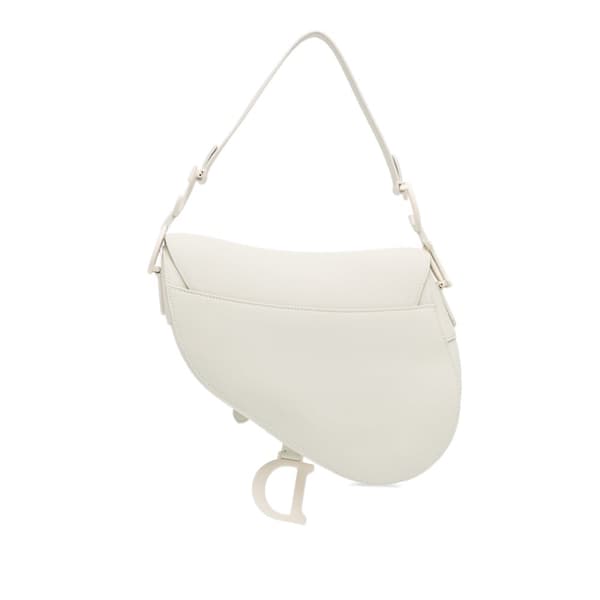 Pre-owned Dior Ultra Matte Calfskin Saddle Bag White