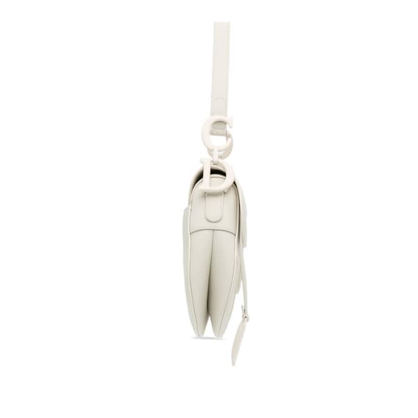 Pre-owned Dior Ultra Matte Calfskin Saddle Bag White