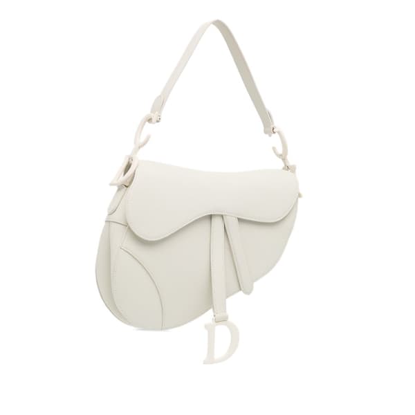 Pre-owned Dior Ultra Matte Calfskin Saddle Bag White