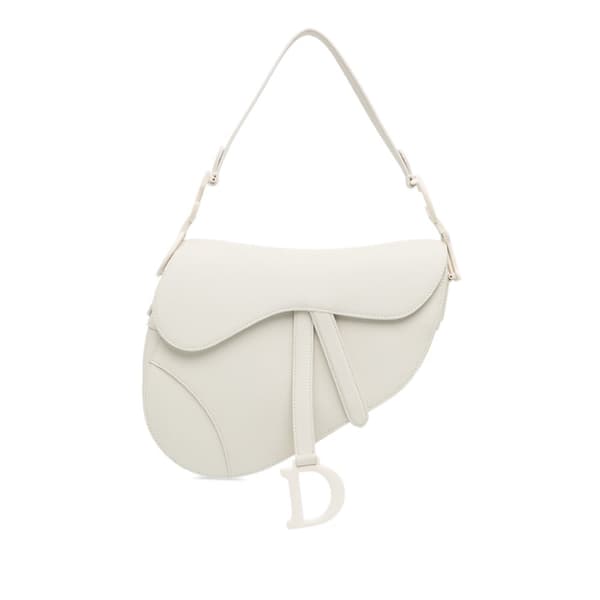 Pre-owned Dior Ultra Matte Calfskin Saddle Bag White