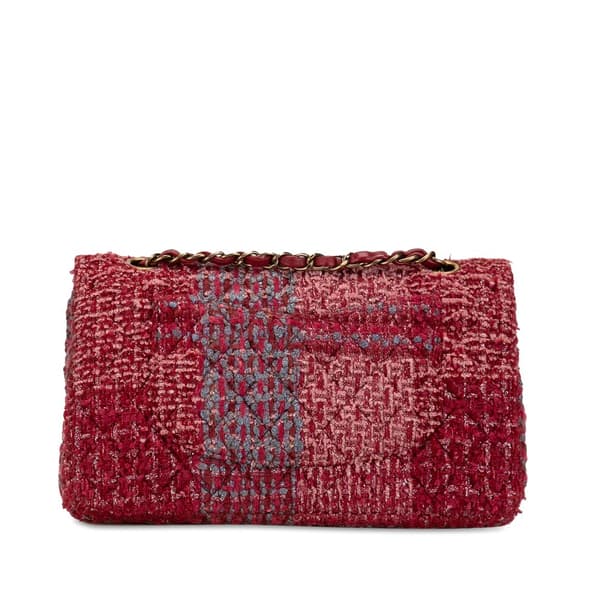 Pre-owned Chanel Medium Classic Tweed Double Flap Red