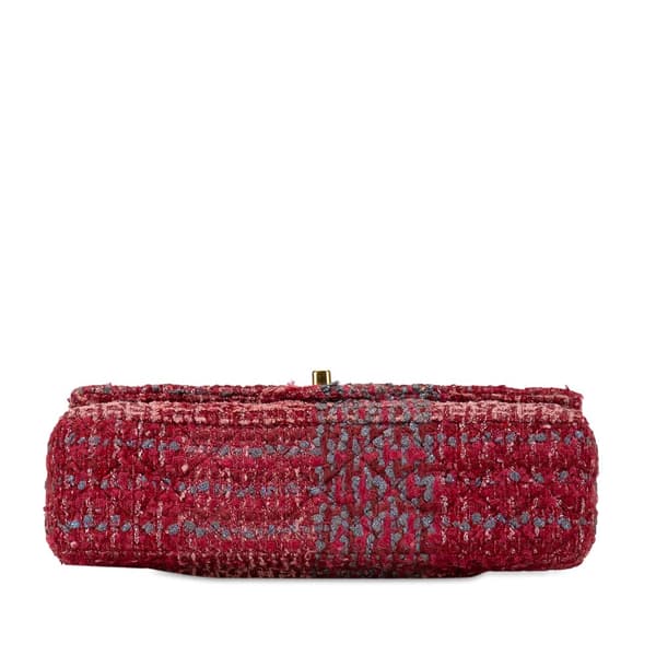 Pre-owned Chanel Medium Classic Tweed Double Flap Red