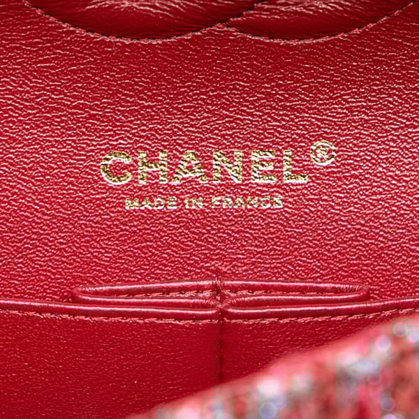 Pre-owned Chanel Medium Classic Tweed Double Flap Red