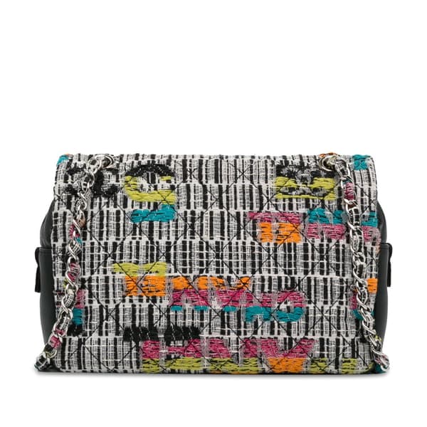 Pre-owned Chanel Tweed Easy Fantasy Flap Gray