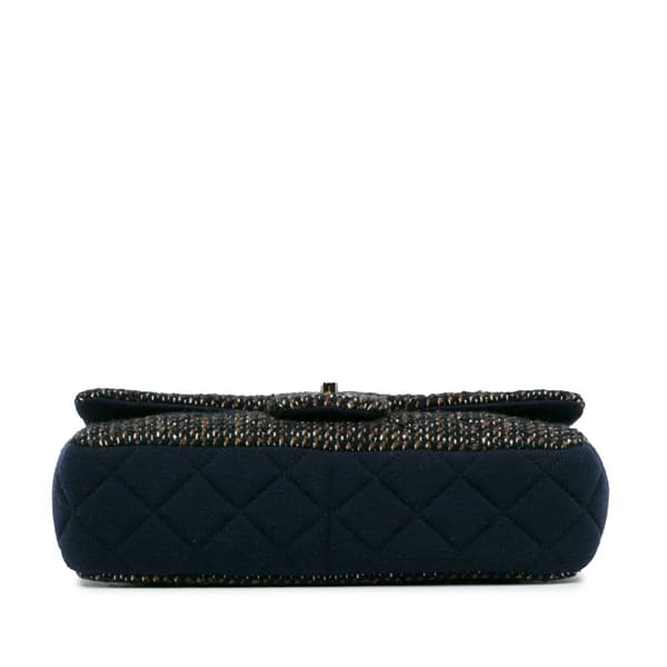 Pre-owned Chanel Small Jersey Tweed Flap Blue