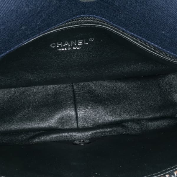 Pre-owned Chanel Small Jersey Tweed Flap Blue