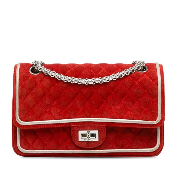 Pre-owned Chanel Medium Suede Re-issue 2.55 Double Flap Red