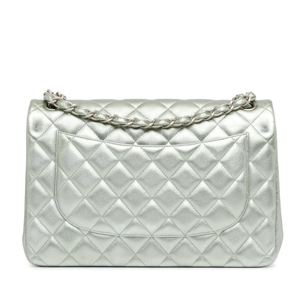Pre-owned Chanel Jumbo Classic Lambskin Double Flap Silver