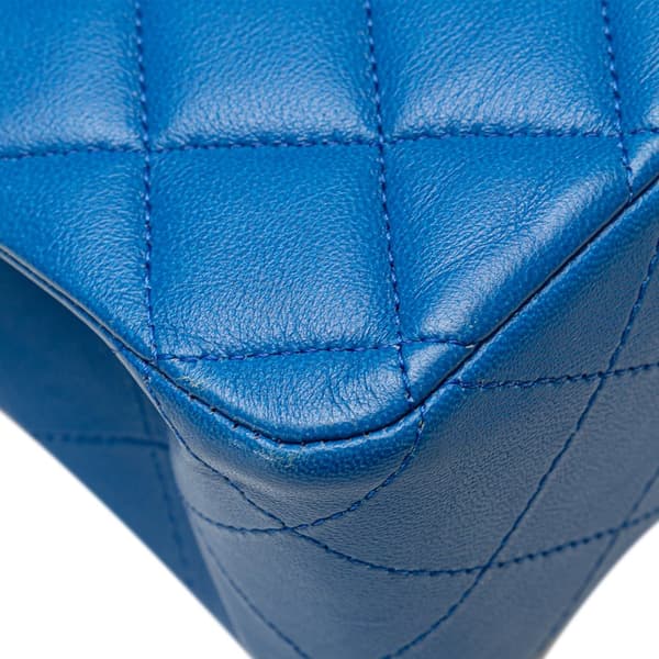 Pre-owned Chanel Medium Classic Lambskin Double Flap Blue