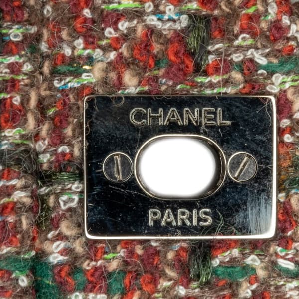 Pre-owned Chanel Medium Classic Tweed Double Flap Red