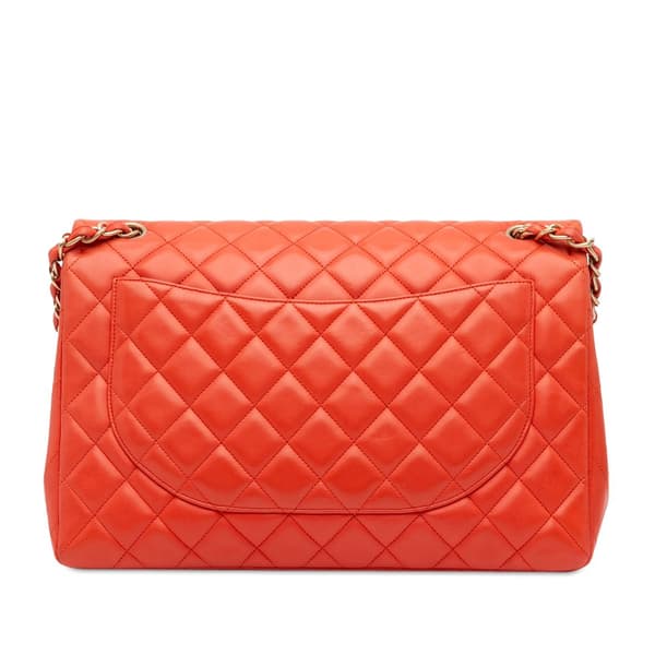Pre-owned Chanel Maxi Classic Lambskin Single Flap Red