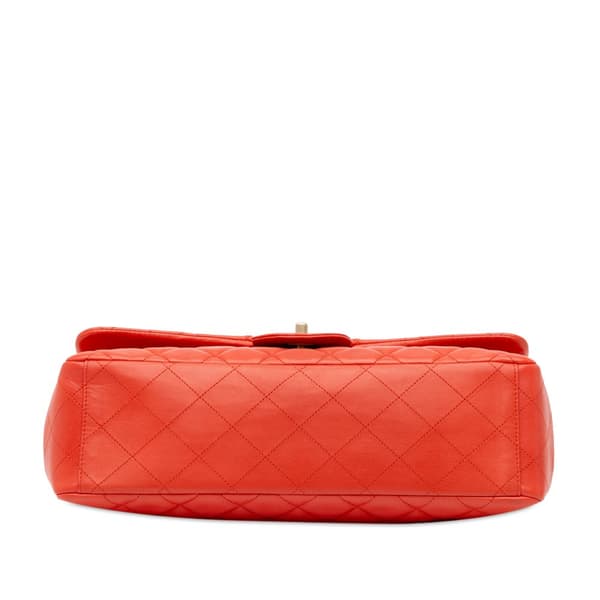 Pre-owned Chanel Maxi Classic Lambskin Single Flap Red