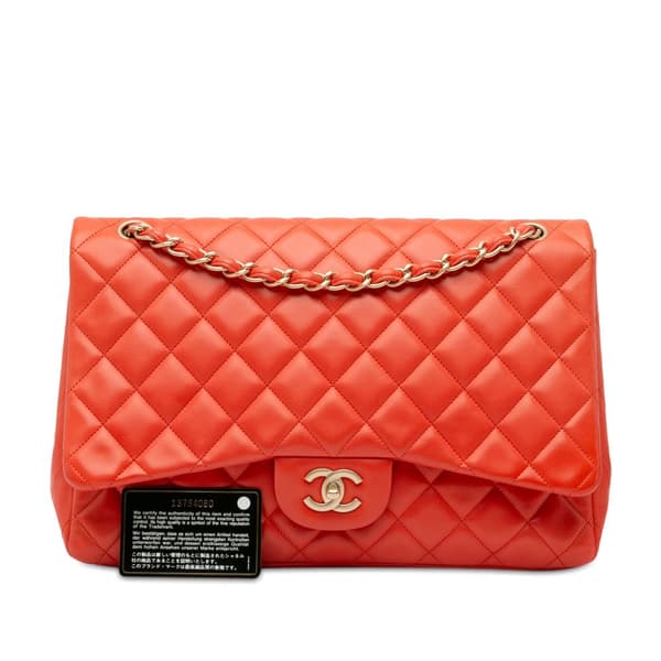 Pre-owned Chanel Maxi Classic Lambskin Single Flap Red