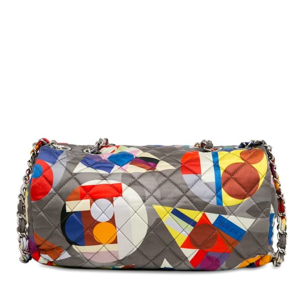 Pre-owned Chanel Small Printed Nylon Coco Color Flap Gray