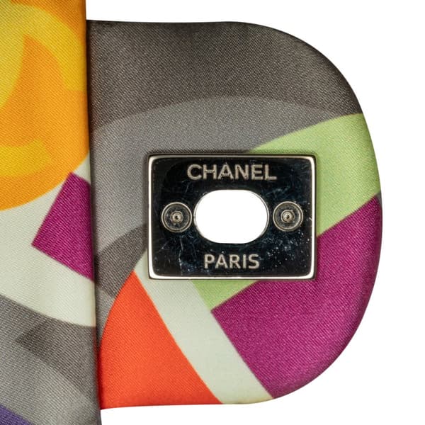 Pre-owned Chanel Small Printed Nylon Coco Color Flap Gray