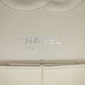 Miniatyrbild 9 av 10: Pre-owned Chanel Medium Classic Chevron Tweed Floral Double Flap White