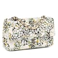Miniatyrbild 2 av 10: Pre-owned Chanel Medium Classic Chevron Tweed Floral Double Flap White