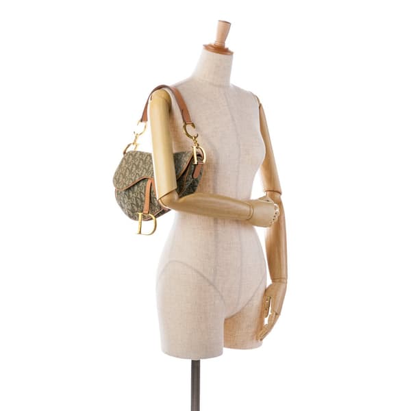Pre-owned Dior Diorissimo Canvas Saddle Bag Green