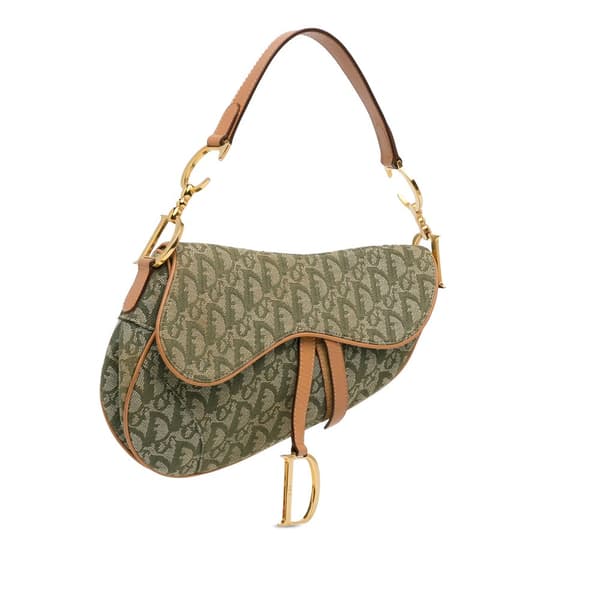 Pre-owned Dior Diorissimo Canvas Saddle Bag Green