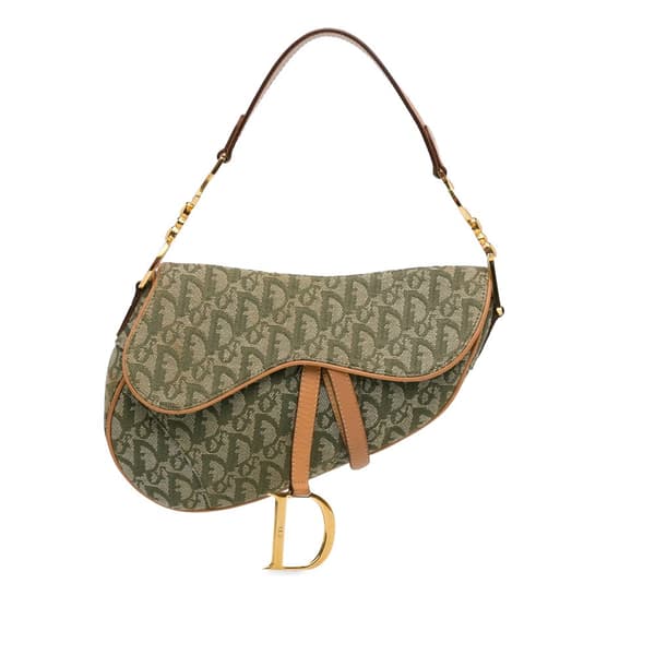 Pre-owned Dior Diorissimo Canvas Saddle Bag Green