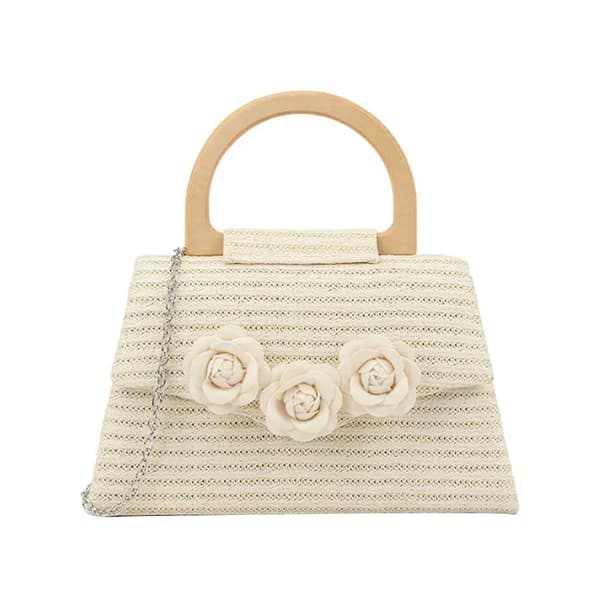Where's That From Ratana Wooden Handle Crossbody Bag Beige One Size