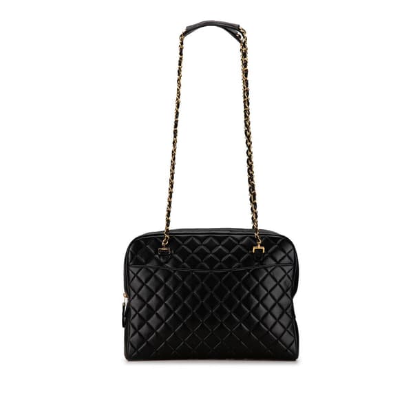 Pre-owned Chanel Quilted Lambskin Chain Shoulder Bag Black