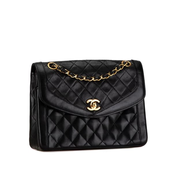 Pre-owned Chanel CC Quilted Lambskin Single Flap Black
