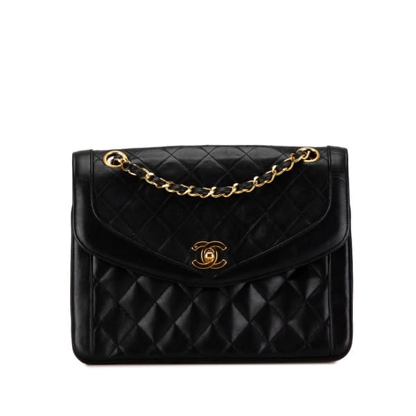 Pre-owned Chanel CC Quilted Lambskin Single Flap Black