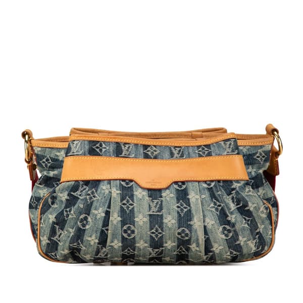 Pre-owned Louis Vuitton Monogram Denim Porte Epaule Raye Cabas MM Blue