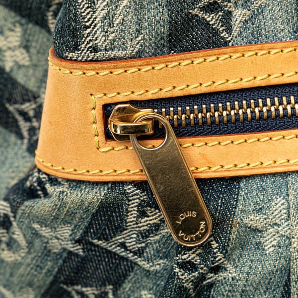 Pre-owned Louis Vuitton Monogram Denim Porte Epaule Raye Cabas MM Blue