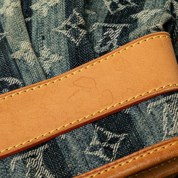 Pre-owned Louis Vuitton Monogram Denim Porte Epaule Raye Cabas MM Blue