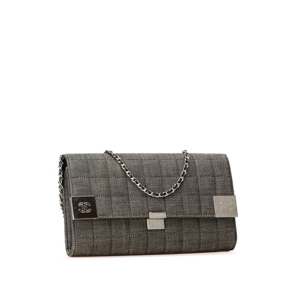 Pre-owned Chanel CC Choco Bar Denim Chain Flap Gray