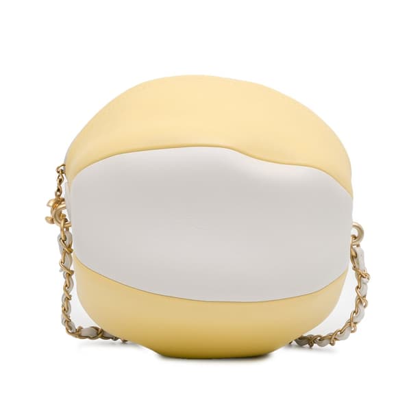 Pre-owned Chanel Calfskin Coco Beach Ball Bag Yellow
