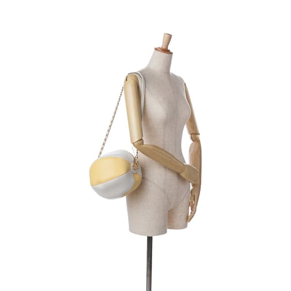 Pre-owned Chanel Calfskin Coco Beach Ball Bag Yellow