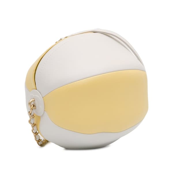 Pre-owned Chanel Calfskin Coco Beach Ball Bag Yellow