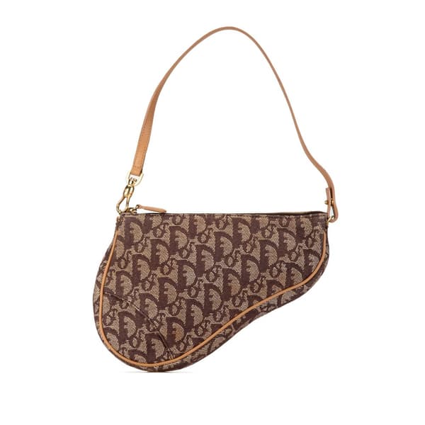 Pre-owned Dior Mini Diorissimo Canvas Saddle Pochette Brown