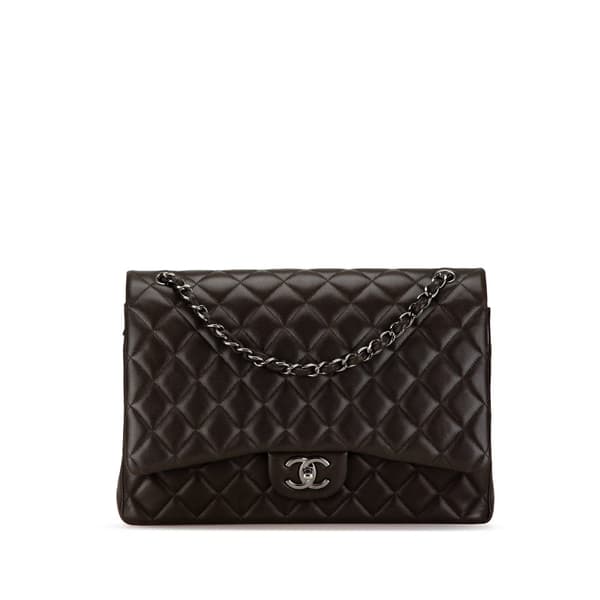 Pre-owned Chanel Maxi Classic Lambskin Double Flap Black