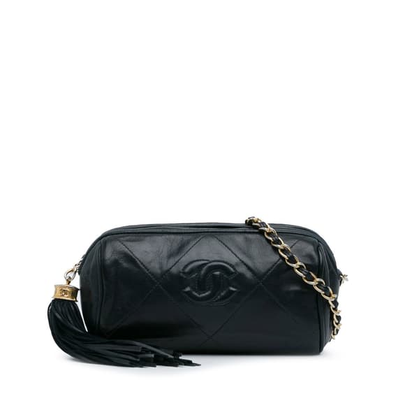 Pre-owned Chanel CC Lambskin Tassel Shoulder Bag Blue