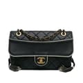 Miniatyrbild 1 av 10: Pre-owned Chanel CC Quilted Lambskin Tassel and Border Embellished Flap Black